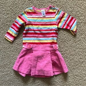 Vintage Old Navy Infant Set of Striped Shirt and Corduroy Skirt